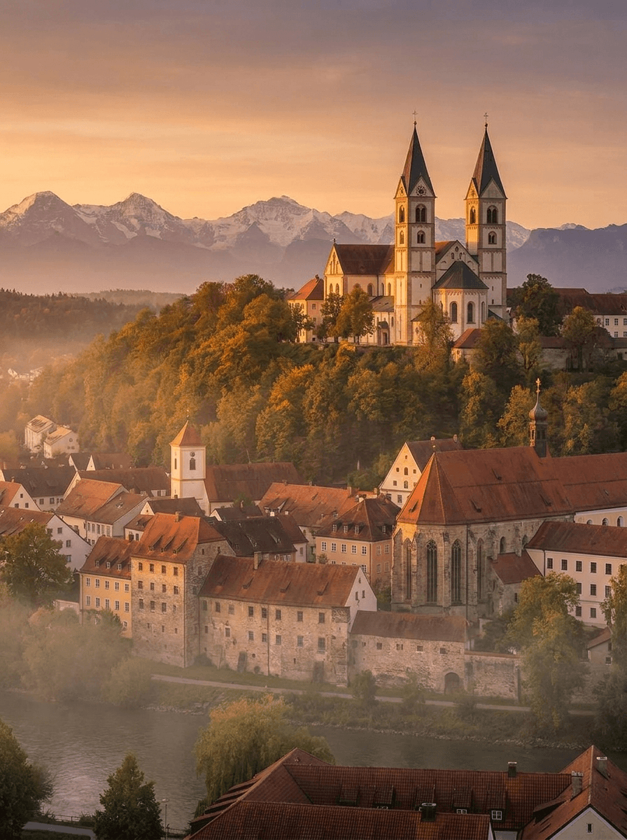 Freisinger Mariendom auf dem Domberg mit Alpenblick